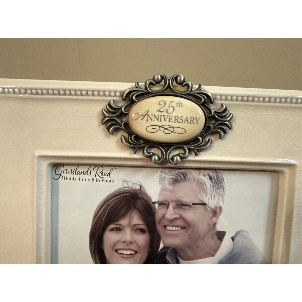 PHOTO FRAME Grassland Roads Elegant Ceramic 25th Anniversary  4